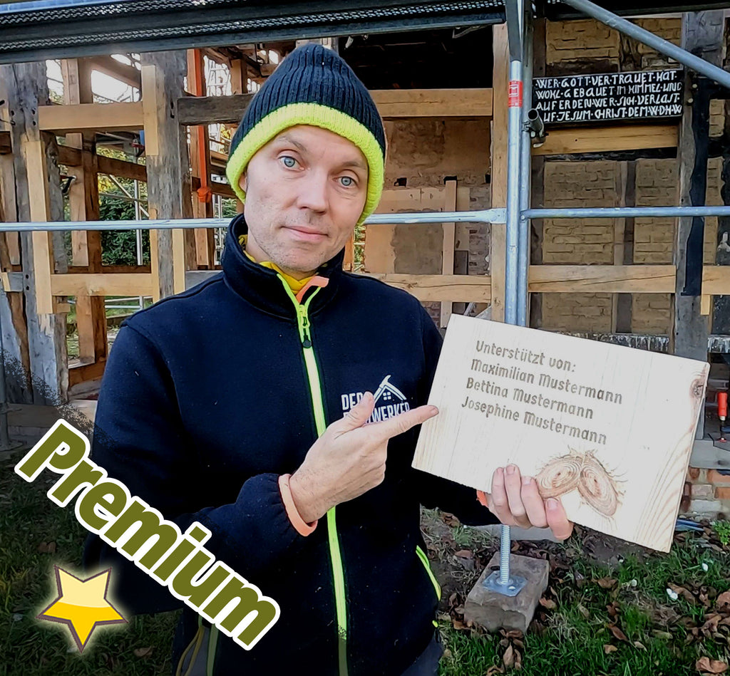 Dein Name auf einem Dachsparren (Premium)