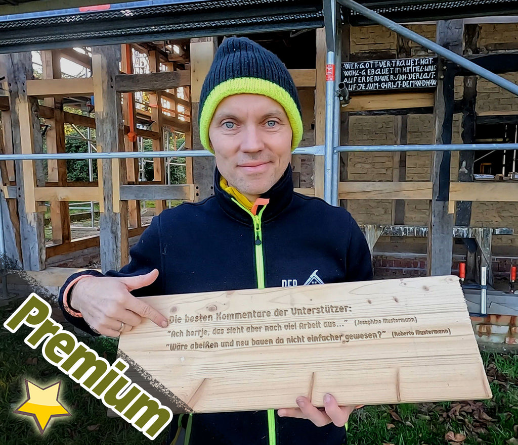 Eigene Inschrift auf Dachsparren (Premium)